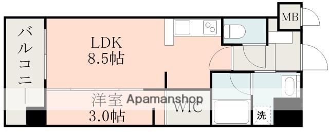 ラ・シック水前寺(1LDK/6階)の間取り写真