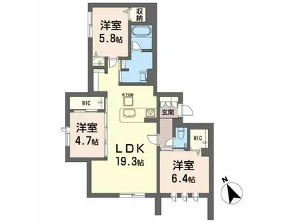 さくらガーデン出水(3LDK/1階)の間取り写真