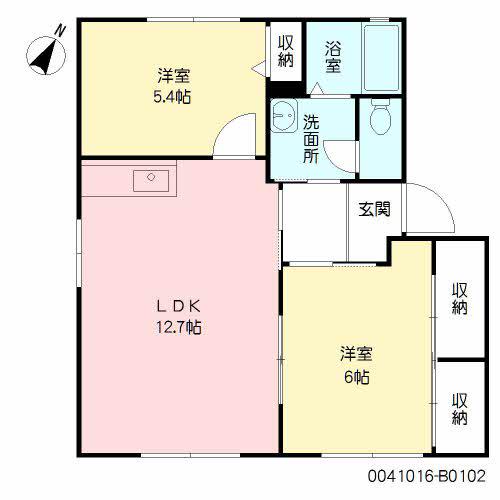 ソレイユB(2LDK/1階)の間取り写真