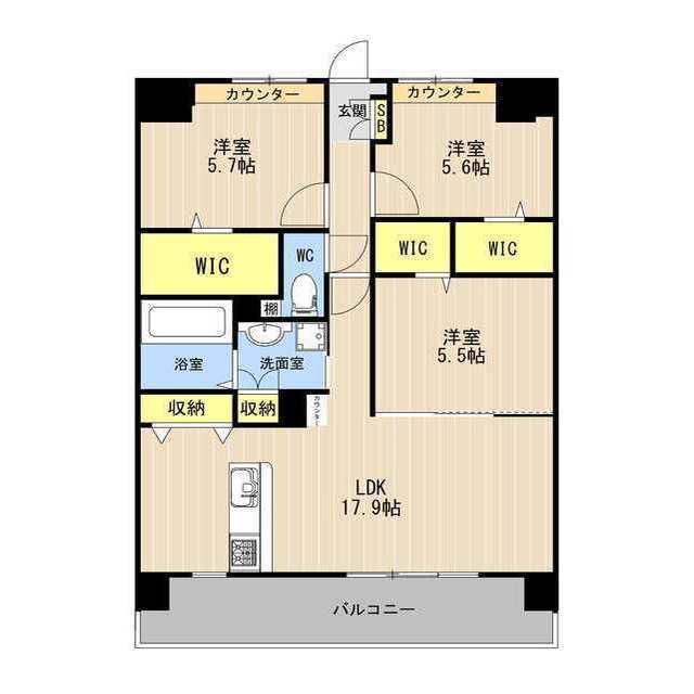 LIBTH光の森(3LDK/14階)の間取り写真