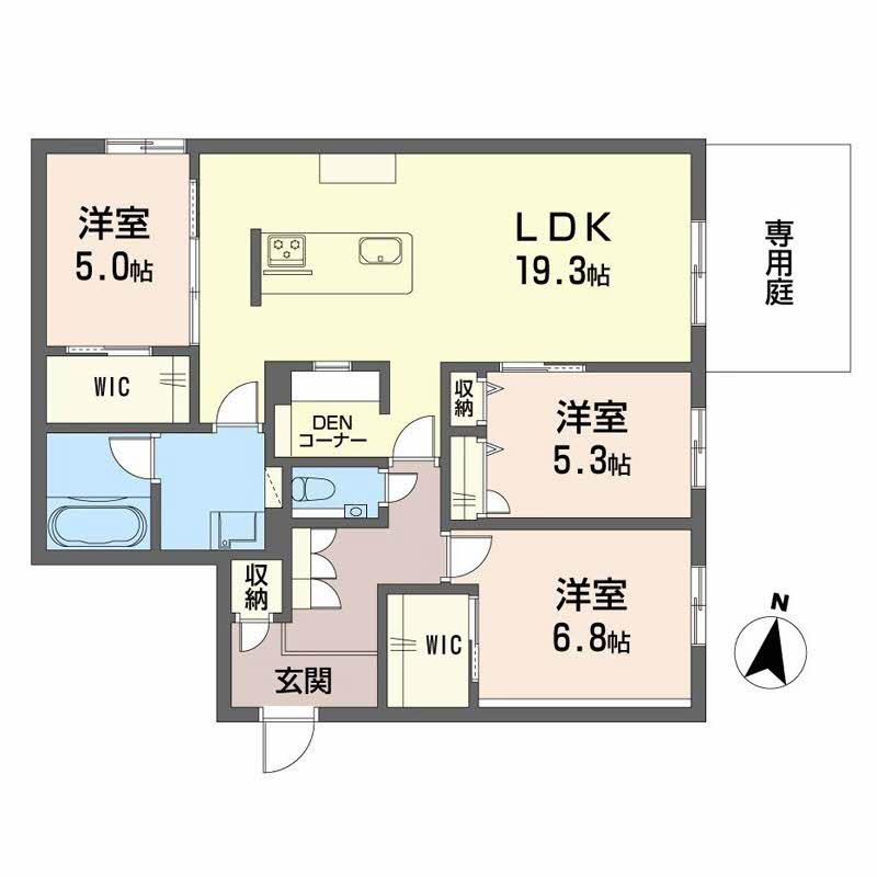 シャーメゾン光の森プレミアム(3LDK/1階)の間取り写真