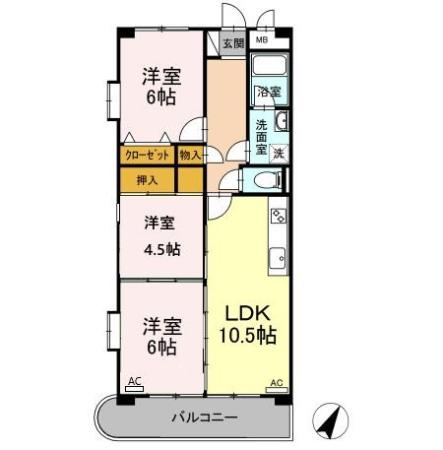 フロンティア・ウィン(3LDK/3階)の間取り写真