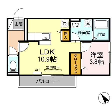 コンフォータブルTJ(1LDK/2階)の間取り写真