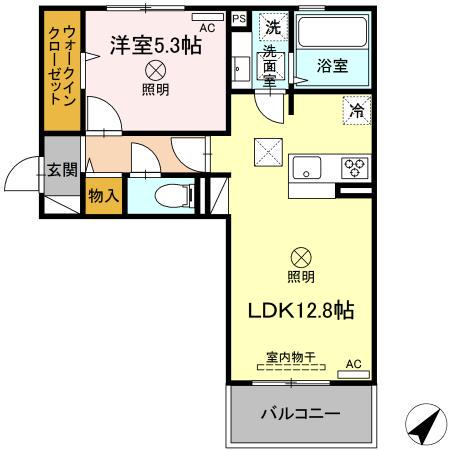 GLANZ.KⅡ(1LDK/1階)の間取り写真