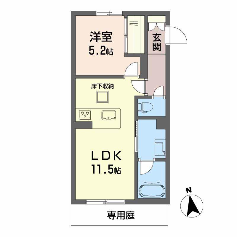 CARREFOUR菊陽(1LDK/1階)の間取り写真