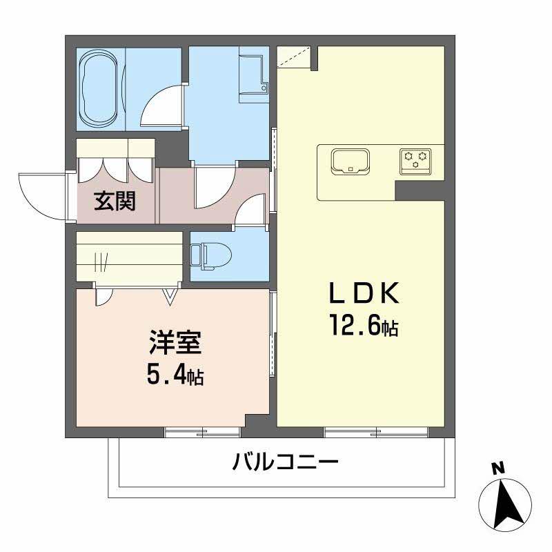 CARREFOUR菊陽(1LDK/3階)の間取り写真