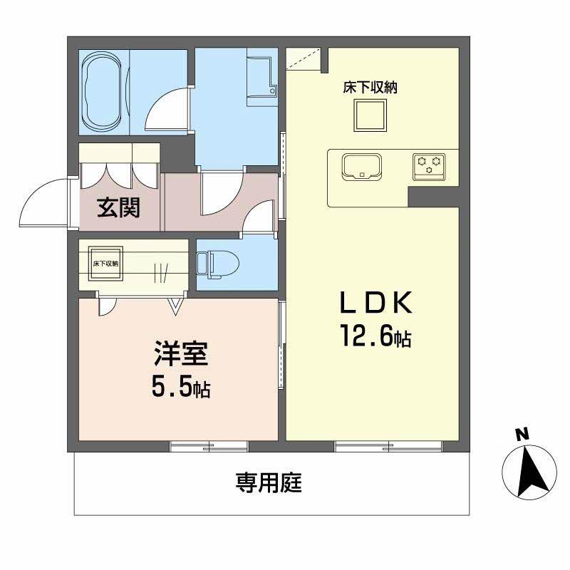 CARREFOUR菊陽(1LDK/1階)の間取り写真