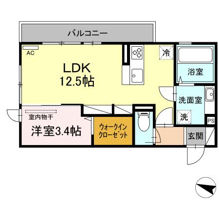 ソシア サンエイト(1LDK/2階)の間取り写真