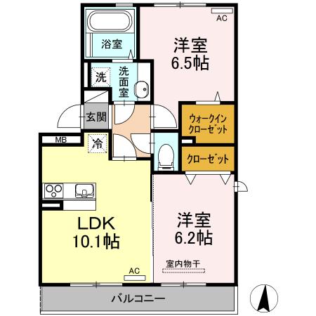 アーブルヒルズ(2LDK/3階)の間取り写真