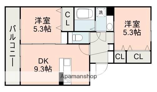 ネクストヴィラ A棟(2DK/3階)の間取り写真