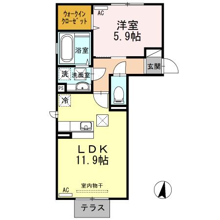 ヒカリエ(1LDK/1階)の間取り写真