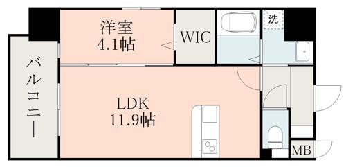 レクシア フラッツ水前寺(1LDK/10階)の間取り写真