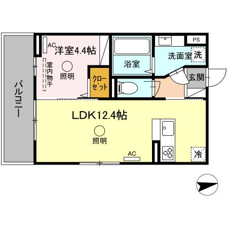 CREST(1LDK/2階)の間取り写真