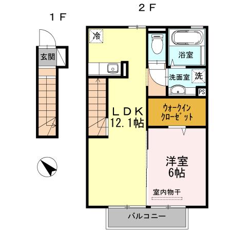 FERIO(1LDK/2階)の間取り写真