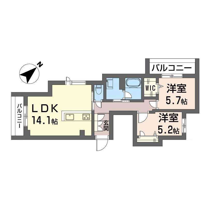 LUCE帯山西(2LDK/3階)の間取り写真