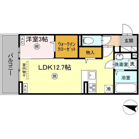 ソラーナI(1LDK/2階)の間取り写真