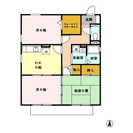 セジュール弓削(3DK/1階)の間取り写真