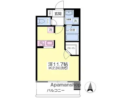 フルール南熊本(ワンルーム/5階)の間取り写真