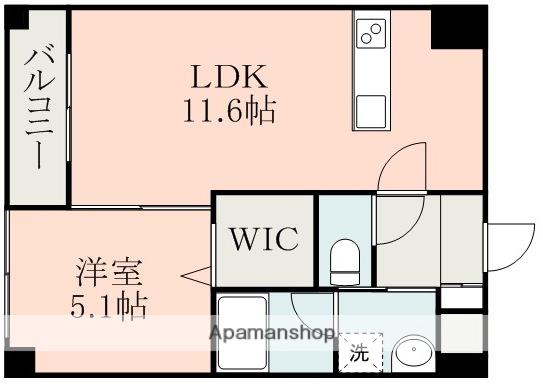クオリア水前寺公園(1LDK/10階)の間取り写真