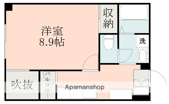 ハーモニー坪井(1K/4階)の間取り写真