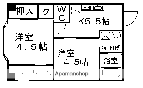 島中ビル(2K/3階)の間取り写真
