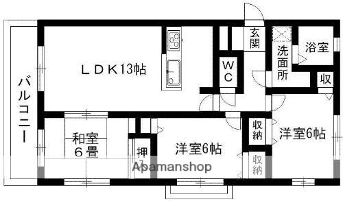 グリーンヒル西ノ上(3LDK/4階)の間取り写真
