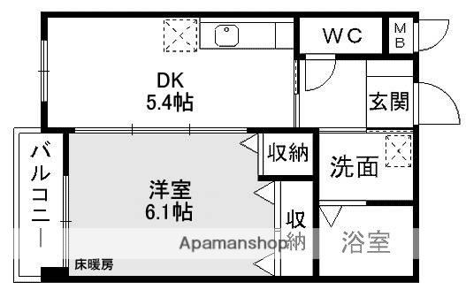 ピエス白山(1DK/4階)の間取り写真