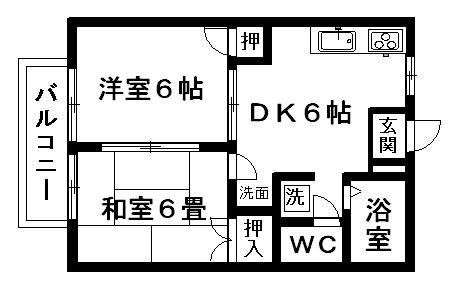 プチ・シャトー(2DK/1階)の間取り写真