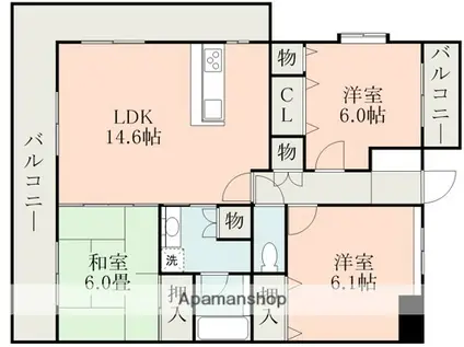 京町ヒルズ(3LDK/3階)の間取り写真