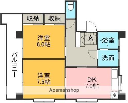 コーポラス彩(2DK/3階)の間取り写真