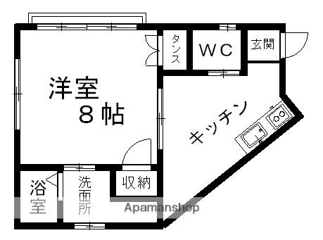 パルムAⅠ(1K/2階)の間取り写真