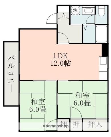 セジュール薄場A(2LDK/1階)の間取り写真
