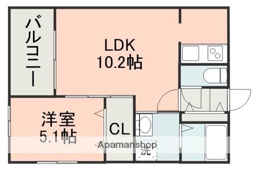 EXE神園A棟(1LDK/3階)の間取り写真
