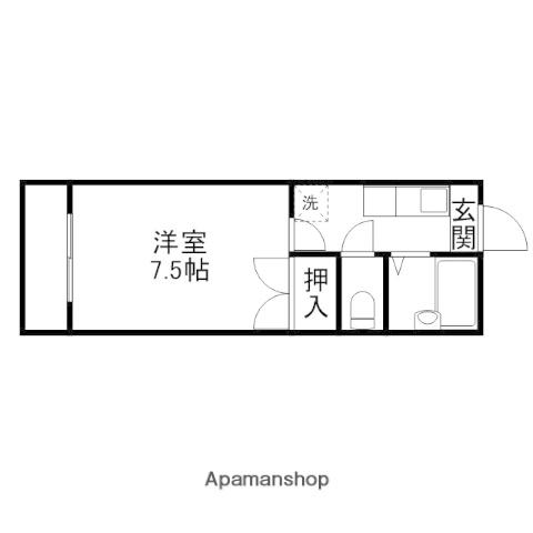 モイセス花立A棟(1K/2階)の間取り写真
