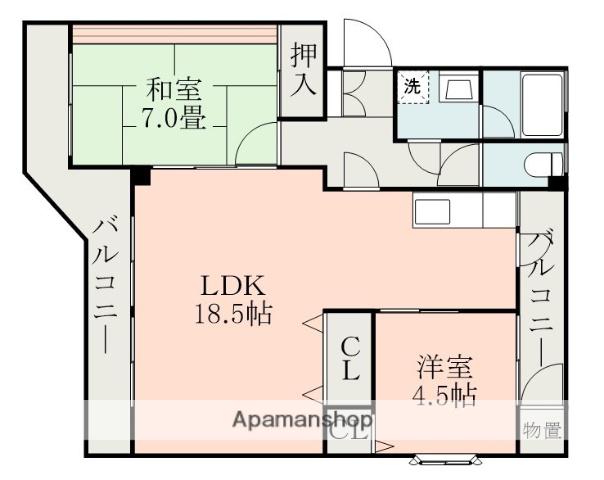 グリンピアパーツ近見(2LDK/3階)の間取り写真