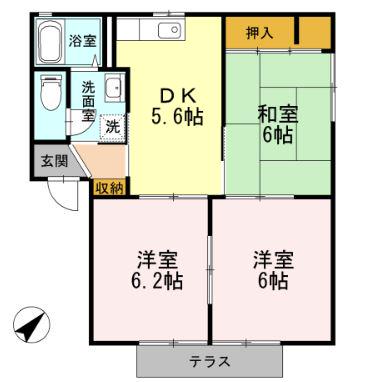 レーベンパレスA棟(3K/1階)の間取り写真