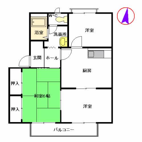 アルカディアヒルズ A棟(3DK/2階)の間取り写真