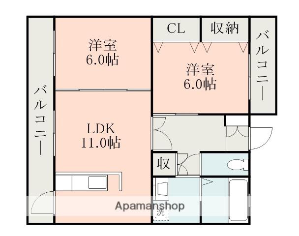 ライフパークA棟(2LDK/2階)の間取り写真