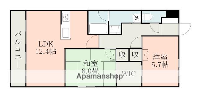 HAO新屋敷(2LDK/6階)の間取り写真