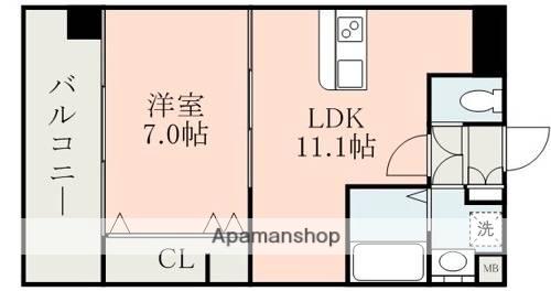 ISM水前寺(1LDK/3階)の間取り写真