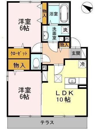エコール・ド・セイワ(2LDK/1階)の間取り写真