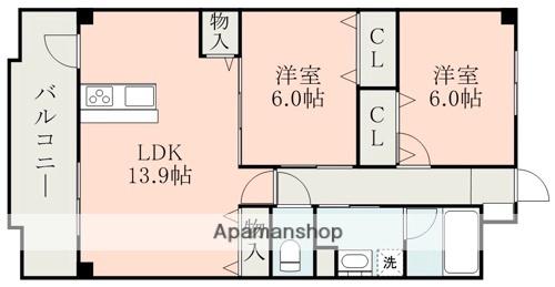 グランディス幾久富(2LDK/1階)の間取り写真