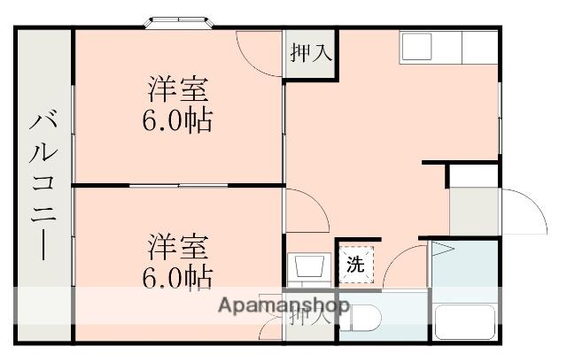 サンハイツⅠⅡⅢ(2K/2階)の間取り写真