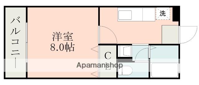 TESORO平成(1K/2階)の間取り写真