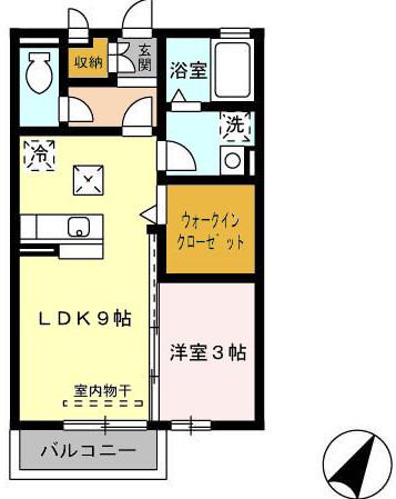 グランモア津久礼(1LDK/1階)の間取り写真