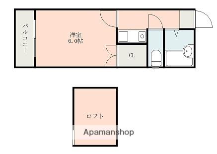 Sコーポ帯山(1K/2階)の間取り写真