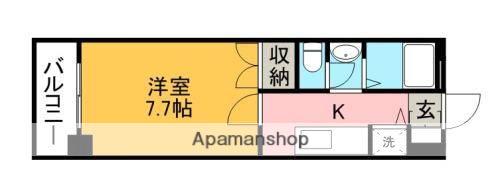 パレ・ドール健軍Ⅱ(1K/4階)の間取り写真