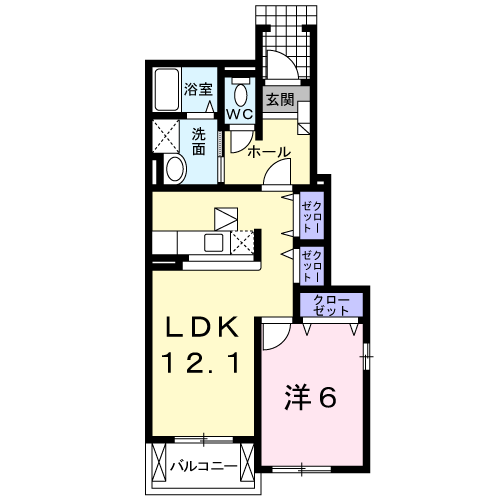 クランベリーコート(1LDK/1階)の間取り写真