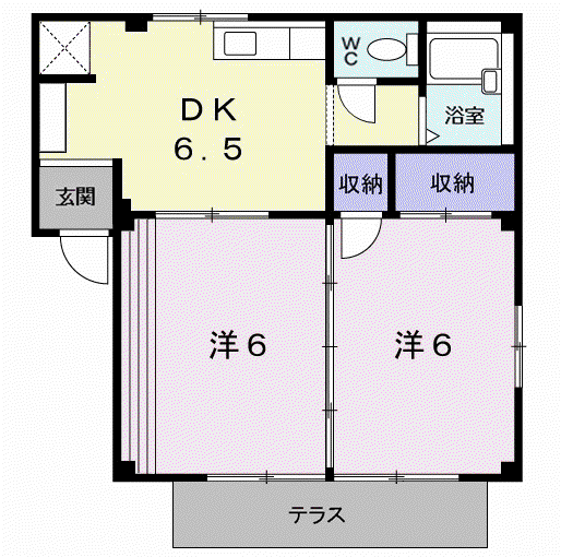メロディハイツ(2DK/1階)の間取り写真