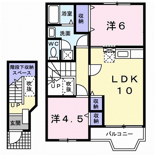 ビサイド桜木B(2LDK/2階)の間取り写真